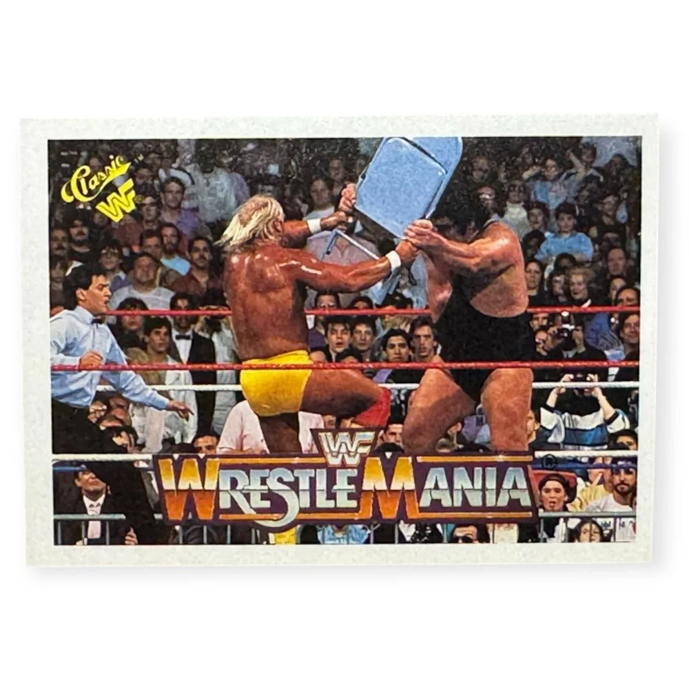 Topps 1990 WrestleMania Ringside Chair Hulk Hogan & Andre Giant Trading Card
